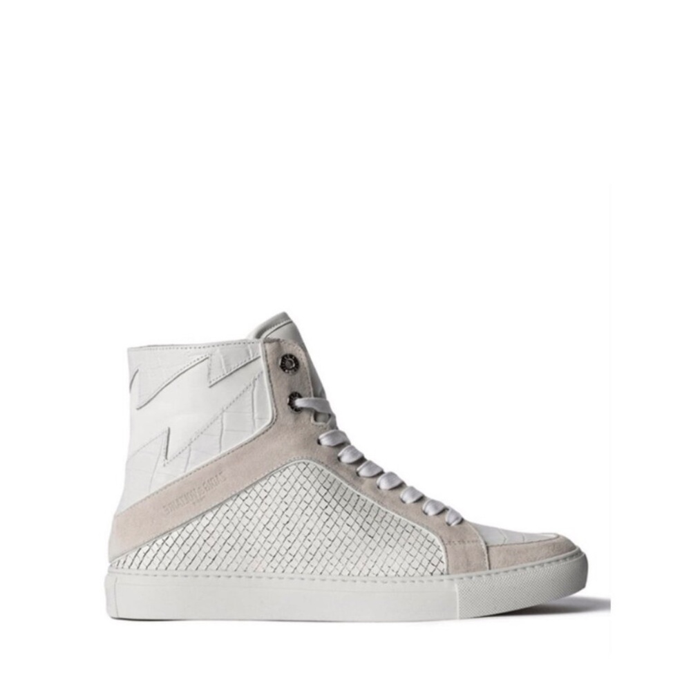 NIB Zadig & Voltaire High Flash Keith White Leather Sneakers + Dust Bag